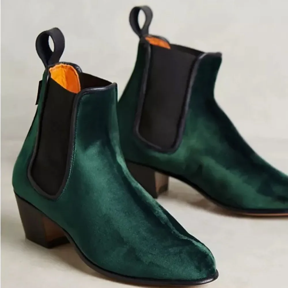 Anthropologie Penelope Chilvers Velvet Chelsea Boots NIB